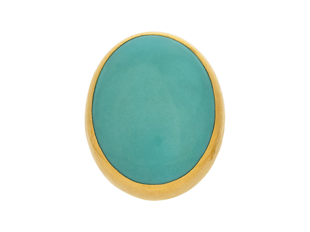 GURHAN, GURHAN Rune Gold Turquoise Cocktail Ring, 24x20mm Oval Stone