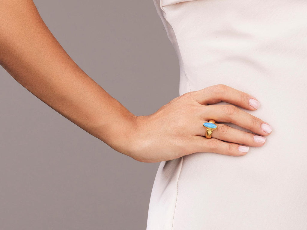 GURHAN Rune Gold Opal Cocktail Ring, 16x7mm Oval