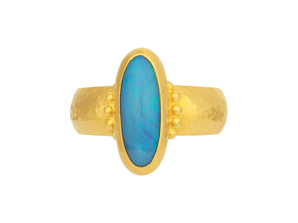 GURHAN, GURHAN Rune Gold Opal Cocktail Ring, 16x7mm Oval