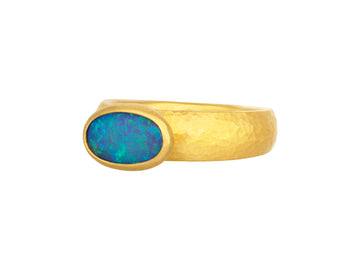 GURHAN, GURHAN Rune Gold Opal Cocktail Ring, 10x7mm Oval on Graduated Band