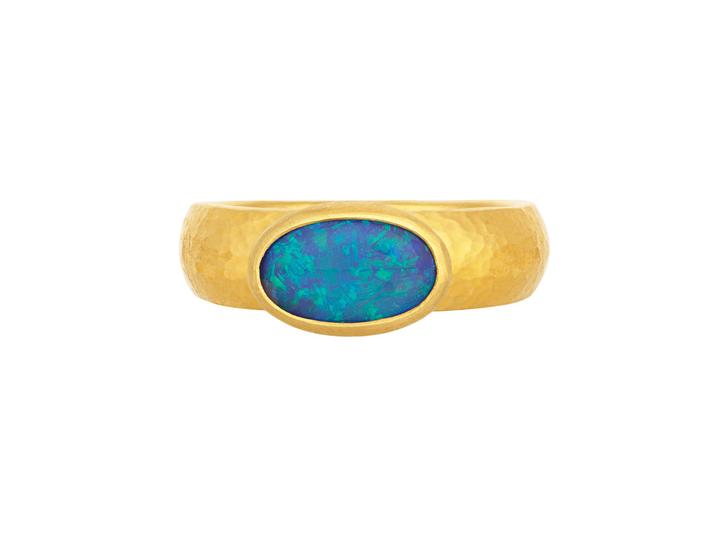 GURHAN, GURHAN Rune Gold Opal Cocktail Ring, 10x7mm Oval on Graduated Band