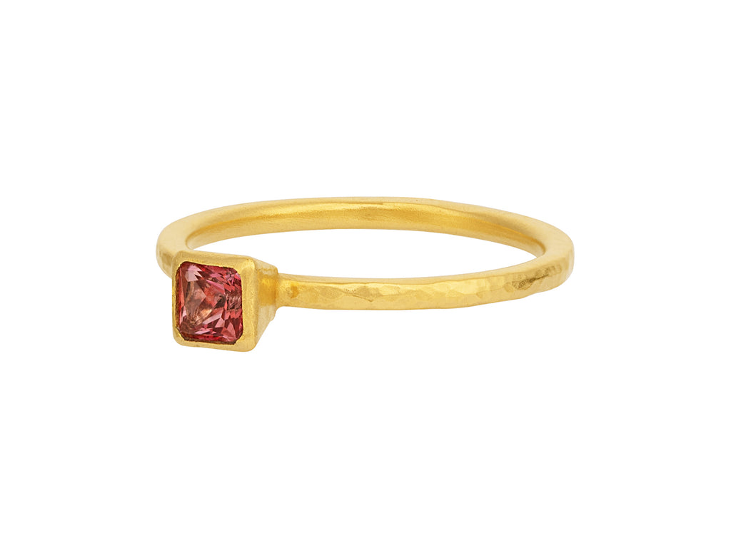 GURHAN, GURHAN Rune Gold Tourmaline Stacking Ring, 4mm Square