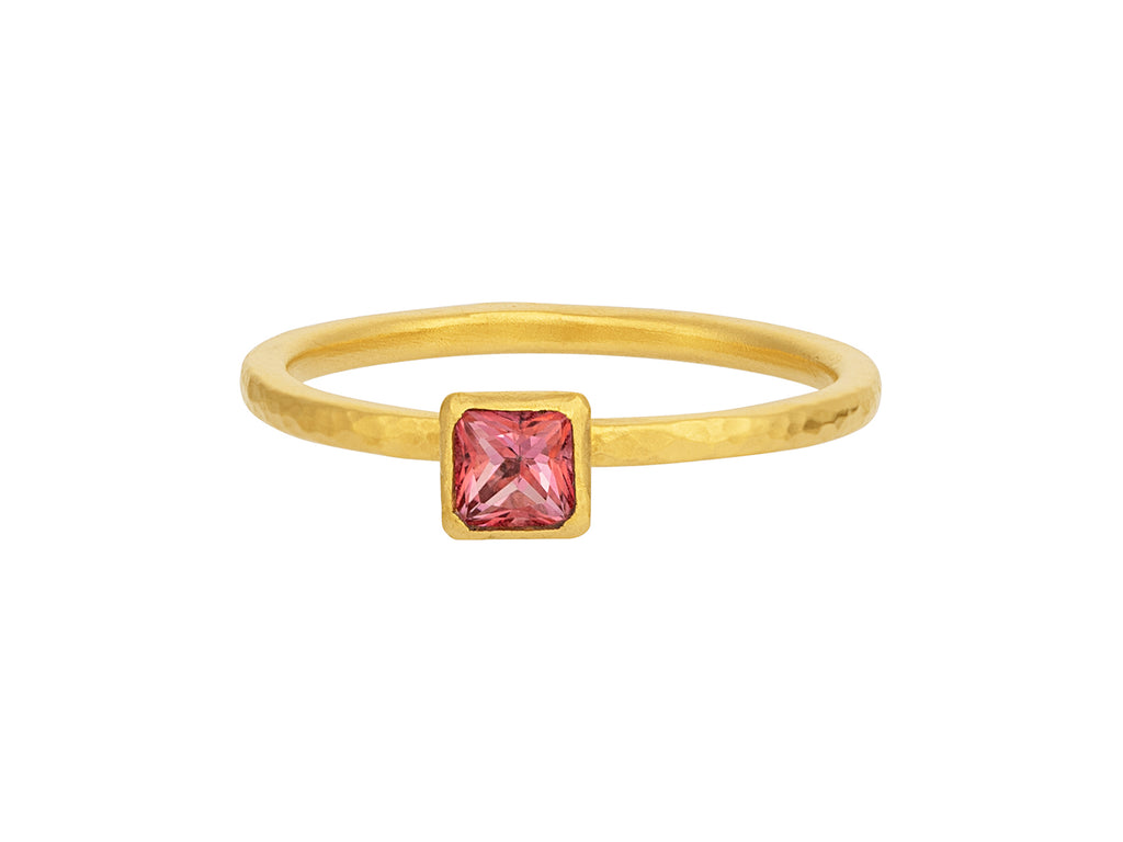 GURHAN, GURHAN Rune Gold Tourmaline Stacking Ring, 4mm Square