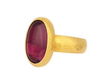 GURHAN, GURHAN Rune Gold Garnet Cocktail Ring, 16x9mm Oval