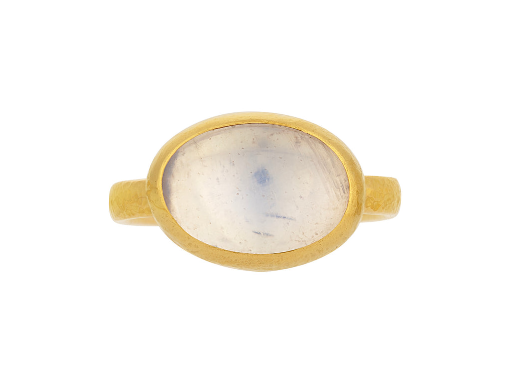 GURHAN, GURHAN Rune Gold Moonstone Cocktail Ring, 14x10mm Oval Stone