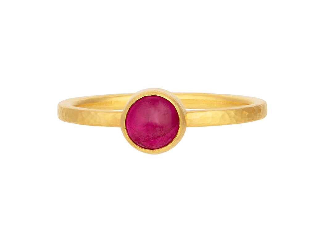 GURHAN, GURHAN Rune Gold Ruby Stacking Ring, 5mm Round