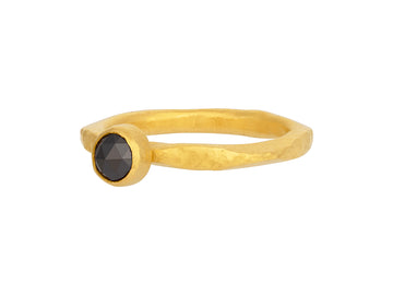 GURHAN, GURHAN Skittle Gold Black Diamond Stacking Ring, 5.5mm Round Stone