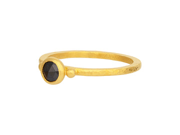 GURHAN, GURHAN Skittle Gold Black Diamond Stacking Ring, Round Rosecut