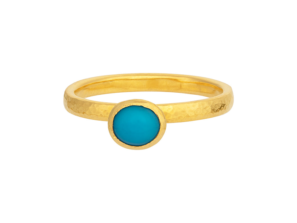 GURHAN, GURHAN Skittle Gold Turquoise Stacking Ring, 6x5mm Round