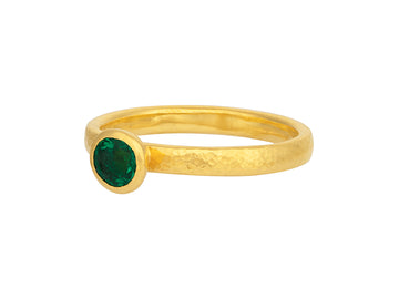 GURHAN, GURHAN Skittle Gold Emerald Stacking Ring, 5mm Round Stone