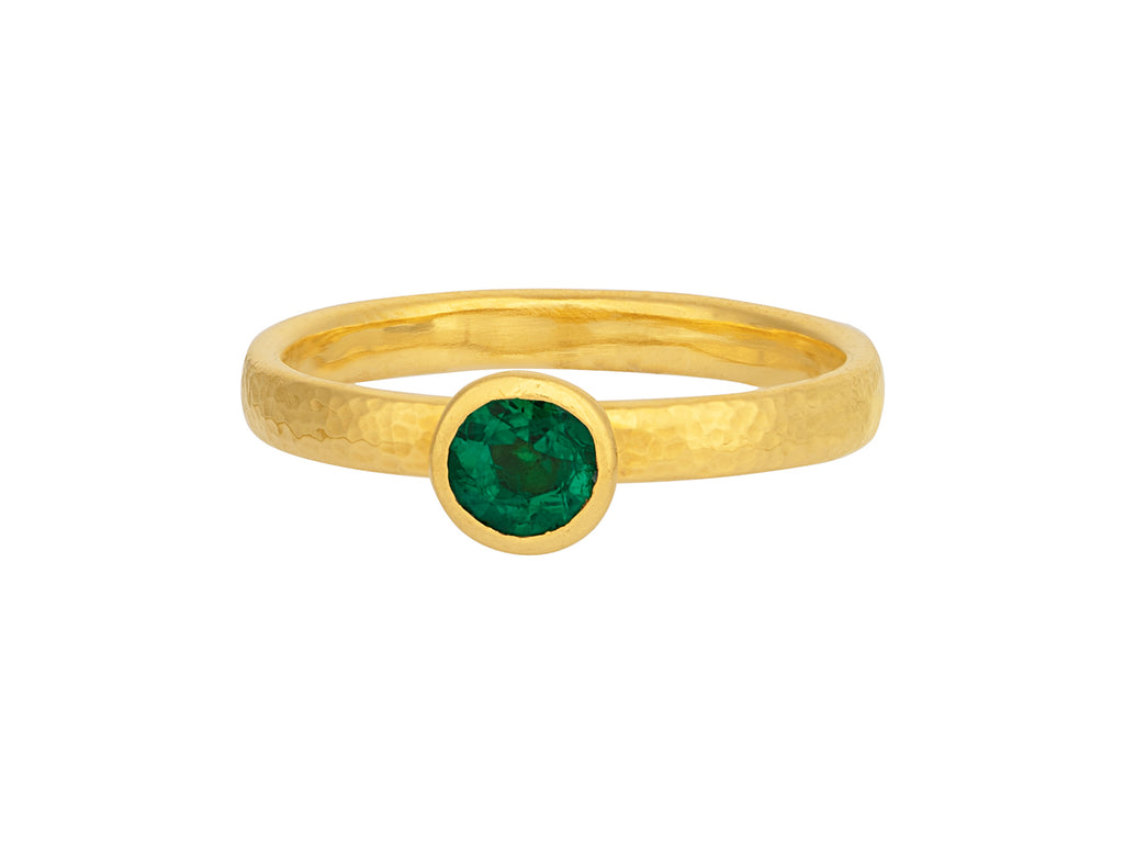 GURHAN, GURHAN Skittle Gold Emerald Stacking Ring, 5mm Round Stone