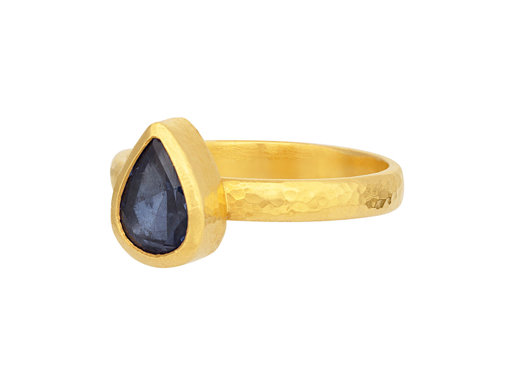 GURHAN, GURHAN Skittle Gold Sapphire Stacking Ring, 9x7mm Teardrop