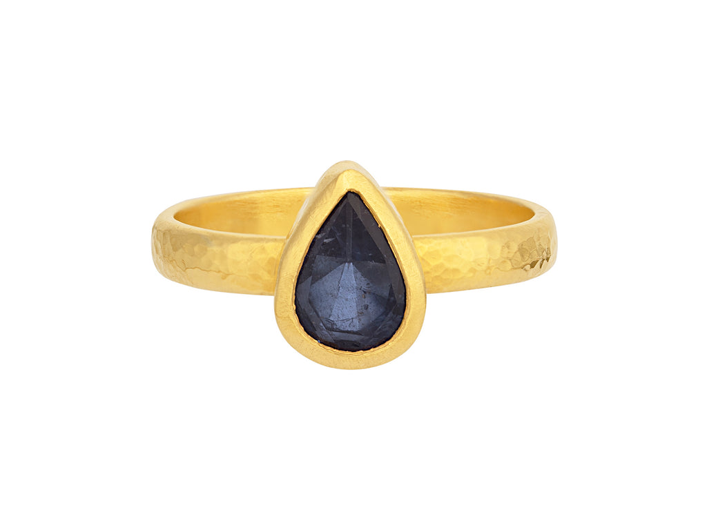 GURHAN, GURHAN Skittle Gold Sapphire Stacking Ring, 9x7mm Teardrop