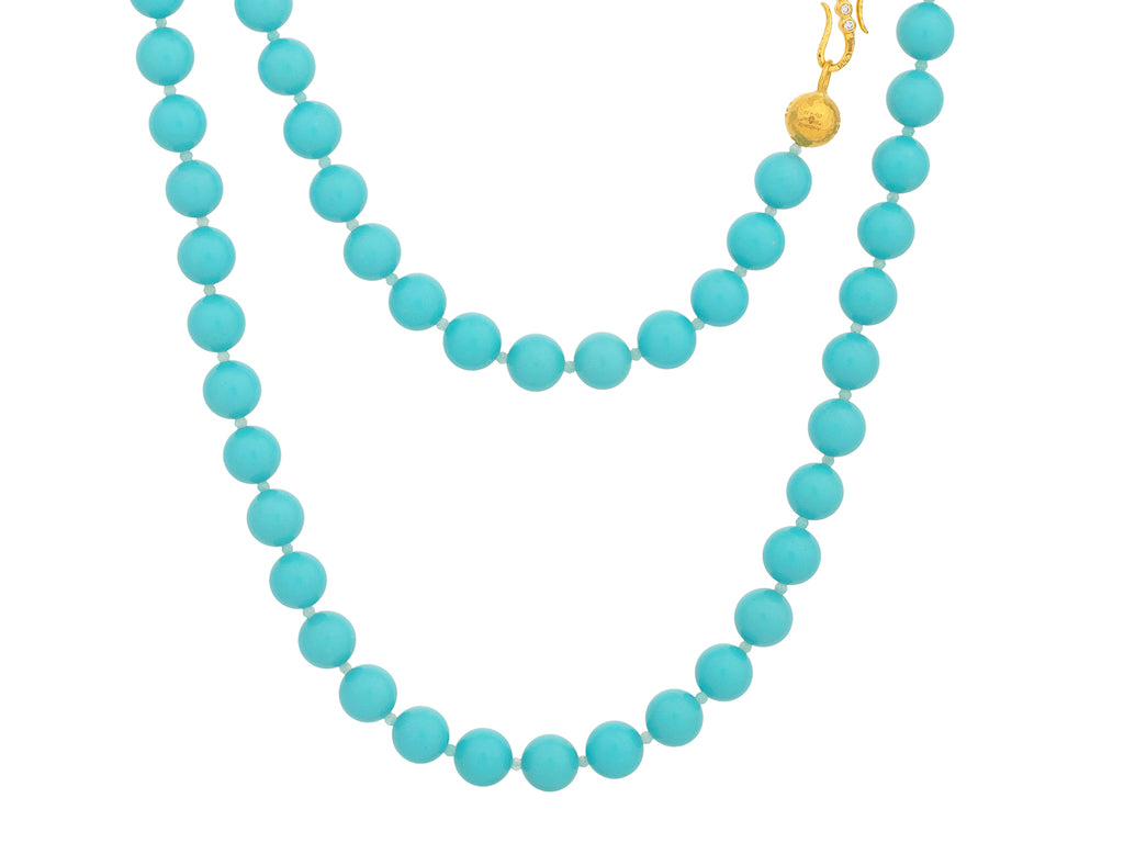 GURHAN, GURHAN Spell Gold Turquoise Beaded Long Necklace, 10mm Balls