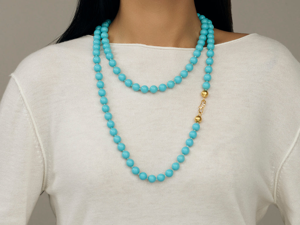 GURHAN, GURHAN Spell Gold Turquoise Beaded Long Necklace, 10mm Balls