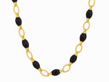 GURHAN, GURHAN Spell Gold Spinel Link Short Necklace, Oval Facetted Stones Between Oval Gold Links