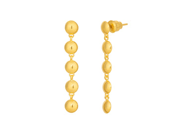 GURHAN, GURHAN Spell Gold Long Drop Earrings, 6mm Round 5-Lentil Hanging on Post Top