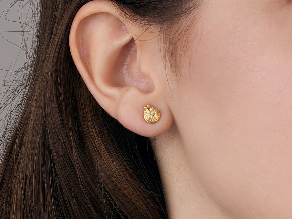 GURHAN, GURHAN Spell Gold Diamond Stud Earrings, Small Ladybug