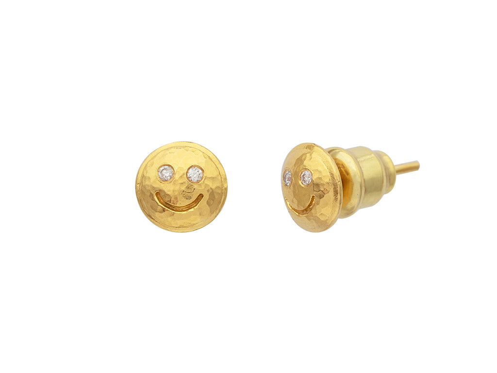 GURHAN, GURHAN Spell Gold Diamond Stud Earrings, Small Smiley