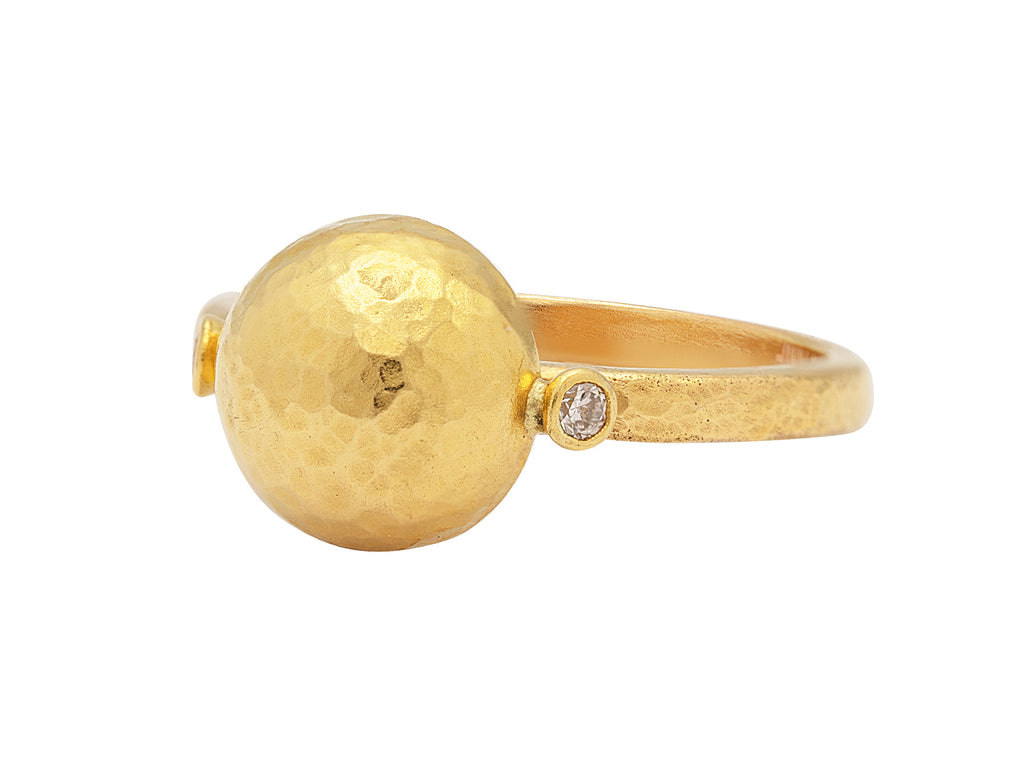 GURHAN, GURHAN Spell Gold Round Cocktail Ring, 10mm Half Ball, Diamond