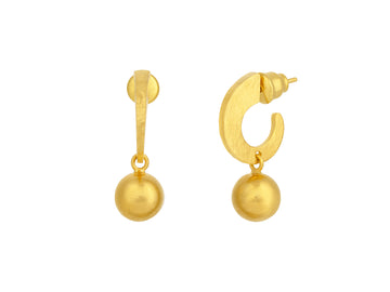 GURHAN, GURHAN Spell Gold Single Drop Earrings, 9mm Ball on Graduated Hoop