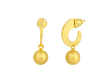 GURHAN, GURHAN Spell Gold Single Drop Earrings, 9mm Ball on Graduated Hoop