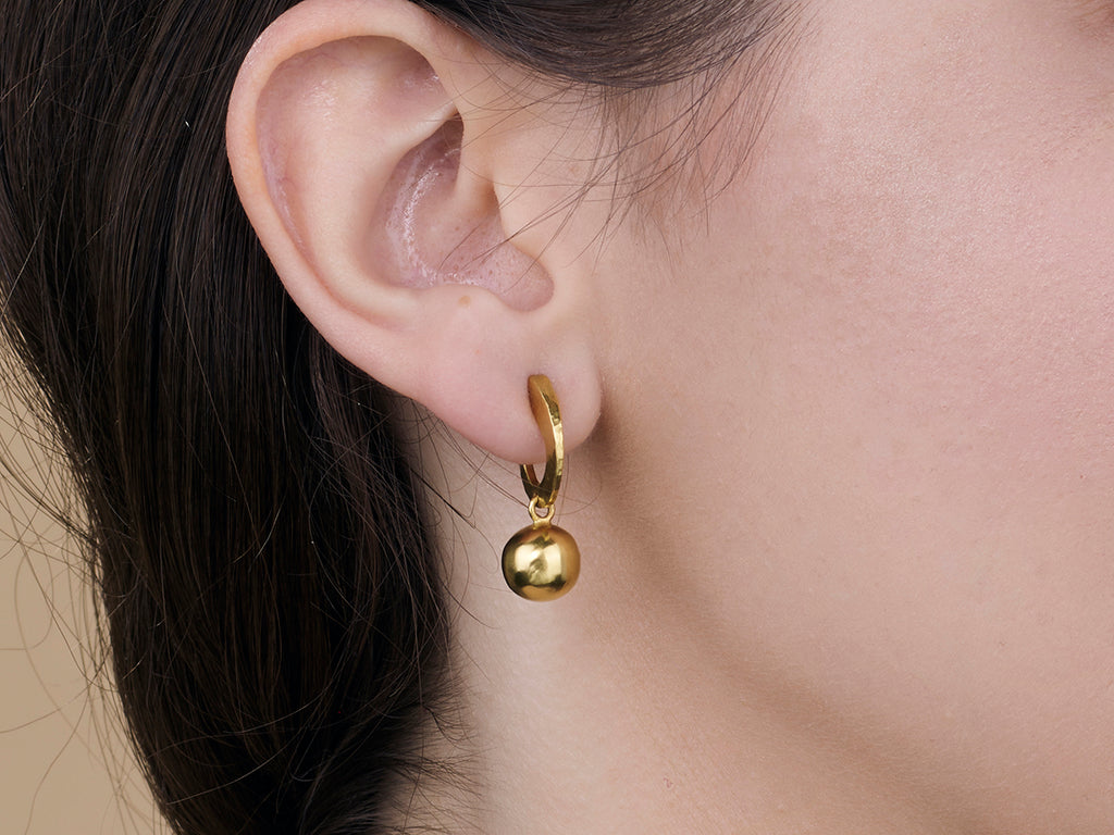 GURHAN, GURHAN Spell Gold Single Drop Earrings, 9mm Ball on Graduated Hoop