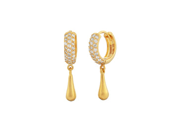 GURHAN, GURHAN Spell Gold Single Drop Earrings, Round Hinged Top, Diamond Pave