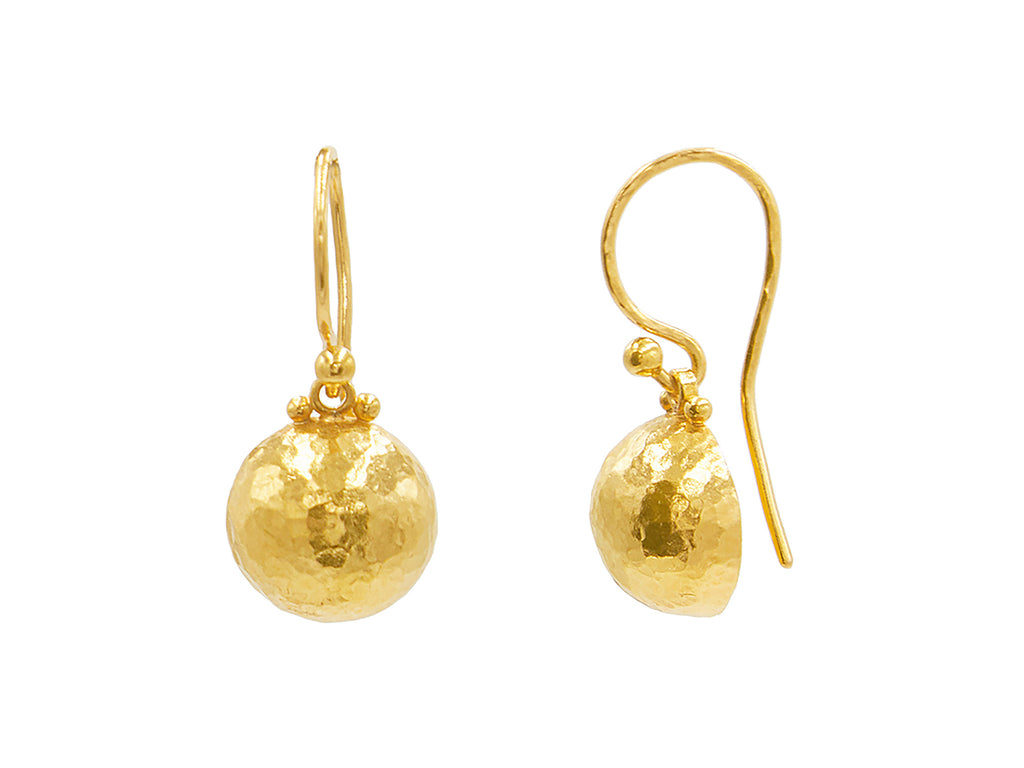 GURHAN, GURHAN Spell Gold Single Drop Earrings, 11mm Round Dome on Hook