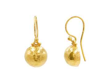 GURHAN, GURHAN Spell Gold Single Drop Earrings, 11mm Round Dome on Hook