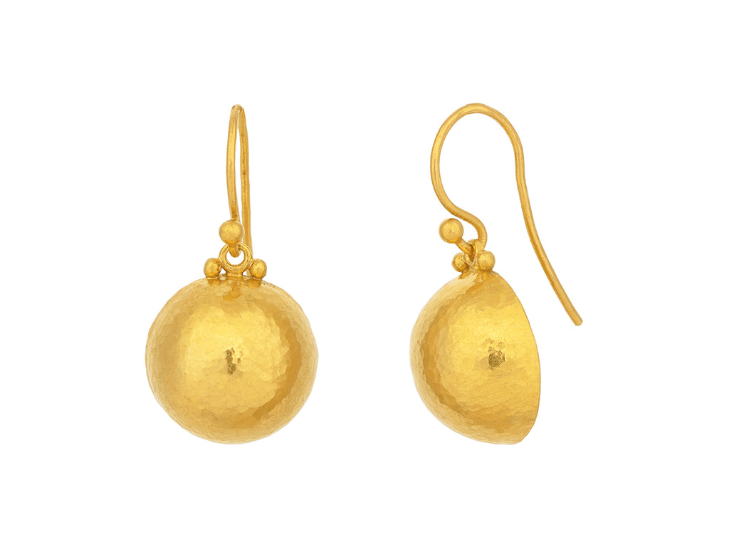 GURHAN, GURHAN Spell Gold Single Drop Earrings, 15mm Round Dome on Wire Hook