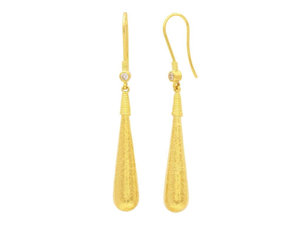 GURHAN, GURHAN Spell Gold Single Drop Earrings, 36x8mm Teardrop on Wire Hook