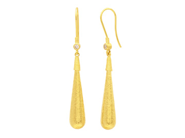 GURHAN, GURHAN Spell Gold Single Drop Earrings, 36x8mm Teardrop on Wire Hook