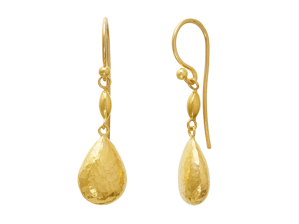 GURHAN, GURHAN Spell Gold Single Drop Earrings, Puffed Pear on Wire Hook