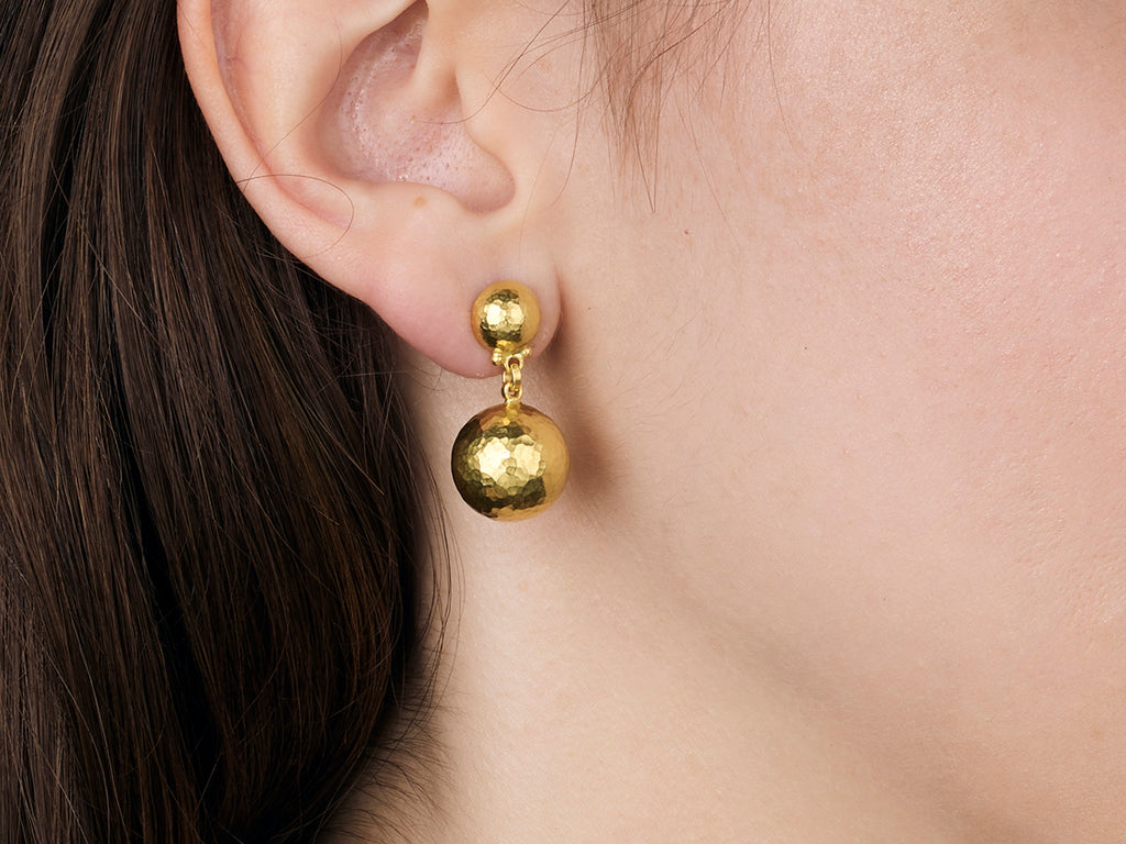 GURHAN, GURHAN Spell Gold Single Drop Earrings, 13mm Ball with Post Top