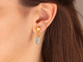 GURHAN, GURHAN Spell Gold Single Drop Earrings, 14x7mm Faceted Teardrop, Chalcedony