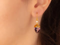 GURHAN, GURHAN Spell Gold Single Drop Earrings, 14x10mm Teardrop on Wire Hook, Amethyst and Diamond