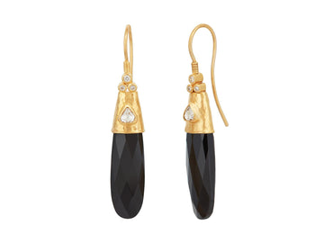 GURHAN, GURHAN Spell Gold Spinel Single Drop Earrings, 30x8mm Flat Faceted Teardrop