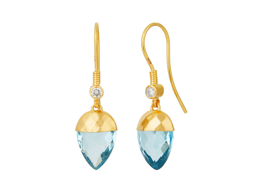 GURHAN, GURHAN Spell Gold Topaz Single Drop Earrings, 14x10mm Teardrop on Wire Hook