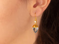 GURHAN, GURHAN Spell Gold Single Drop Earrings, 14x10mm Teardrop on Wire Hook, Topaz and Diamond
