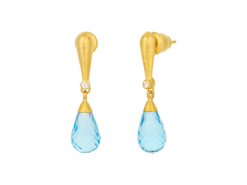 GURHAN, GURHAN Spell Gold Topaz Single Drop Earrings, 13x7mm Teardrop on Post Top