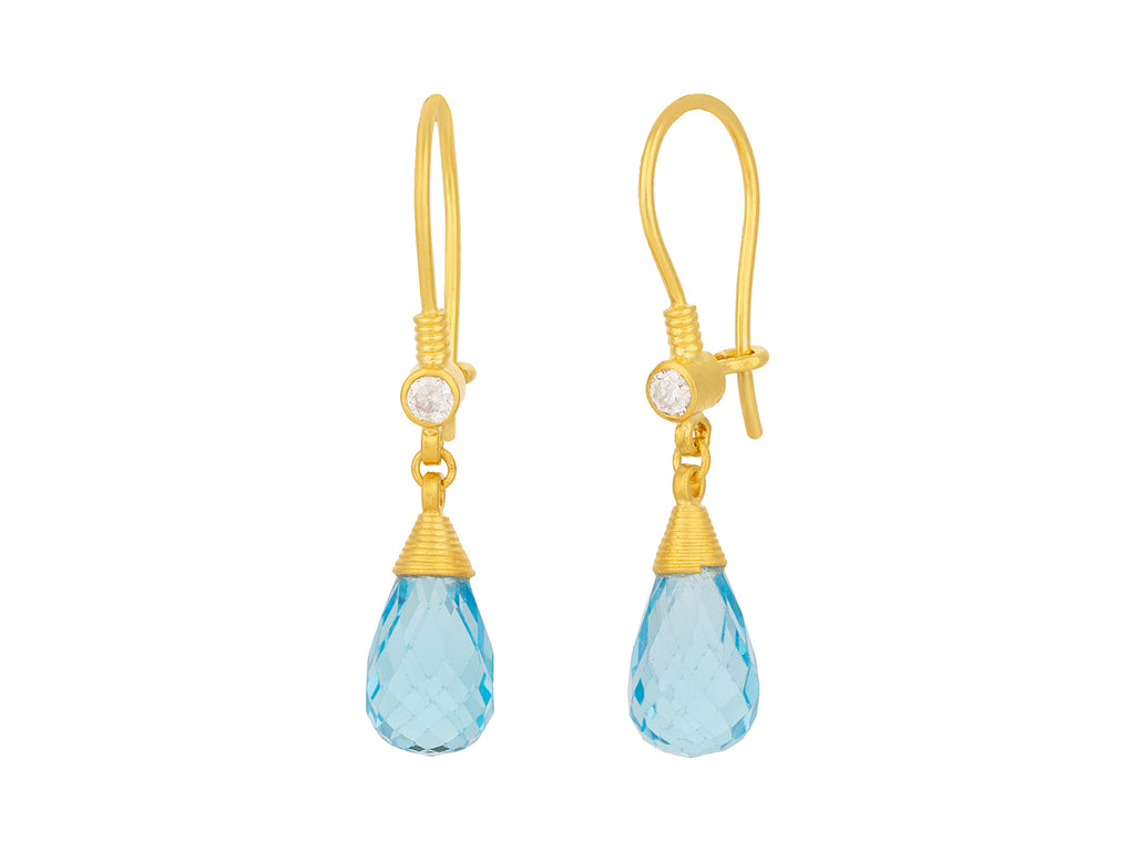 GURHAN, GURHAN Spell Gold Topaz Single Drop Earrings, 13x7mm Teardrop on Wire Hook