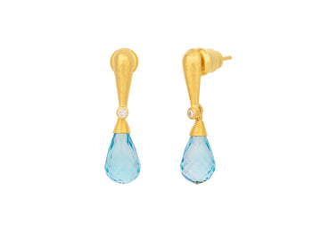 GURHAN, GURHAN Spell Gold Topaz Single Drop Earrings, 12x7mm Teardrop on Post Top