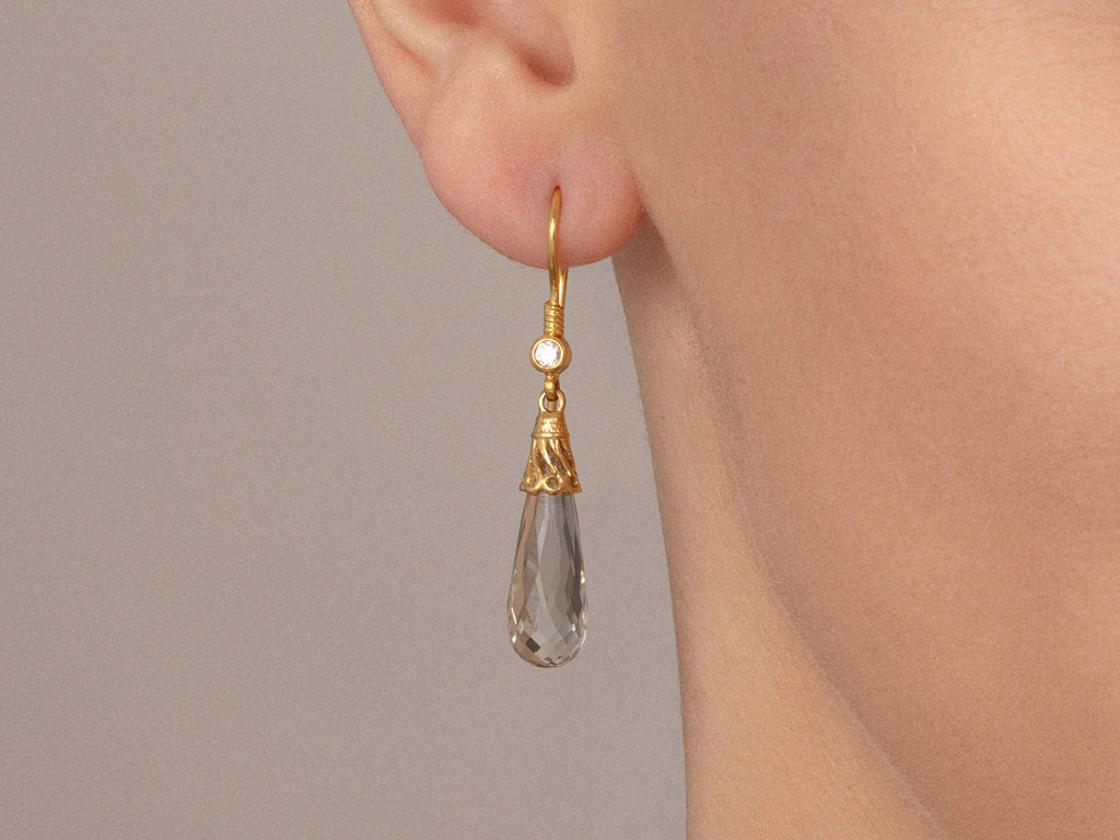 GURHAN, GURHAN Spell Gold Amazonite Single Drop Earrings, 21x7mm Teardrop on Wire Hook