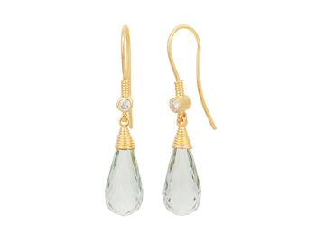 GURHAN, GURHAN Spell Gold Amethyst Single Drop Earrings, 16x8mm Teardrop on Wire Hook