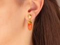 GURHAN, GURHAN Spell Gold Single Drop Earrings, 18x8mm Flat Faceted Oval, Carnelian and Diamond
