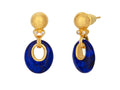 GURHAN, GURHAN Spell Gold Single Drop Earrings, 15x13mm Open Oval, Round Post Top, Lapis and Diamond