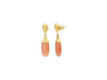 GURHAN, GURHAN Spell Gold Moonstone Single Drop Earrings, Flat Facetted Oval