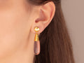 GURHAN, GURHAN Spell Gold Single Drop Earrings, 30x10mm Teardrop, Quartz and Diamond