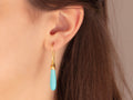 GURHAN, GURHAN Spell Gold Single Drop Earrings, 25x6mm Teardrop on Wire Hook, Turquoise and Diamond